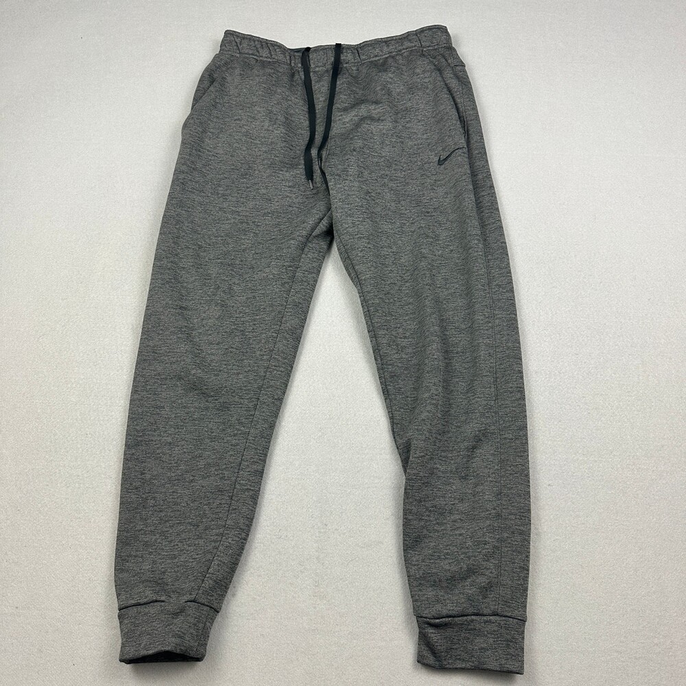 Nike Pants Men Large Gray Heathered Therma-FIT Fleece Tapered Joggers Cuffed L